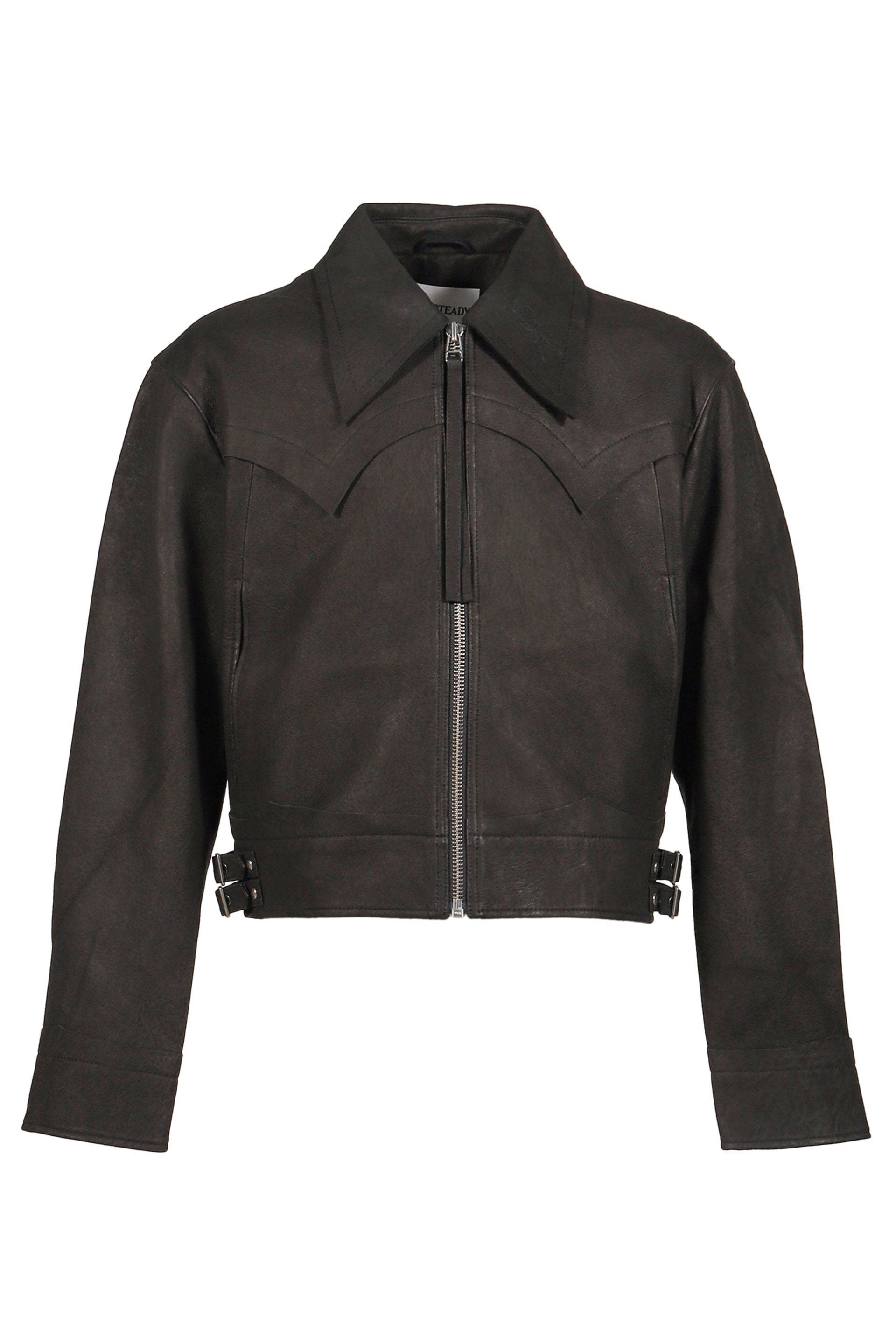 KUMO RAW EDGE LEATHER JACEKT *BLISTERED SHEEP / BLK
