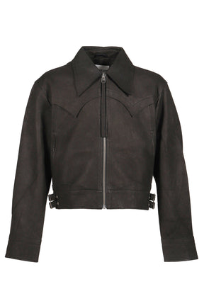KUMO RAW EDGE LEATHER JACEKT *BLISTERED SHEEP / BLK