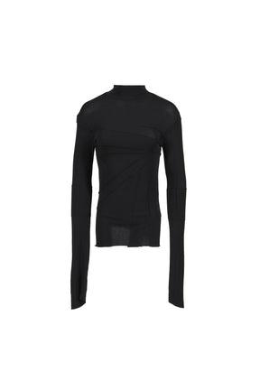 GAUZE HIGH NECK TOP / BLK