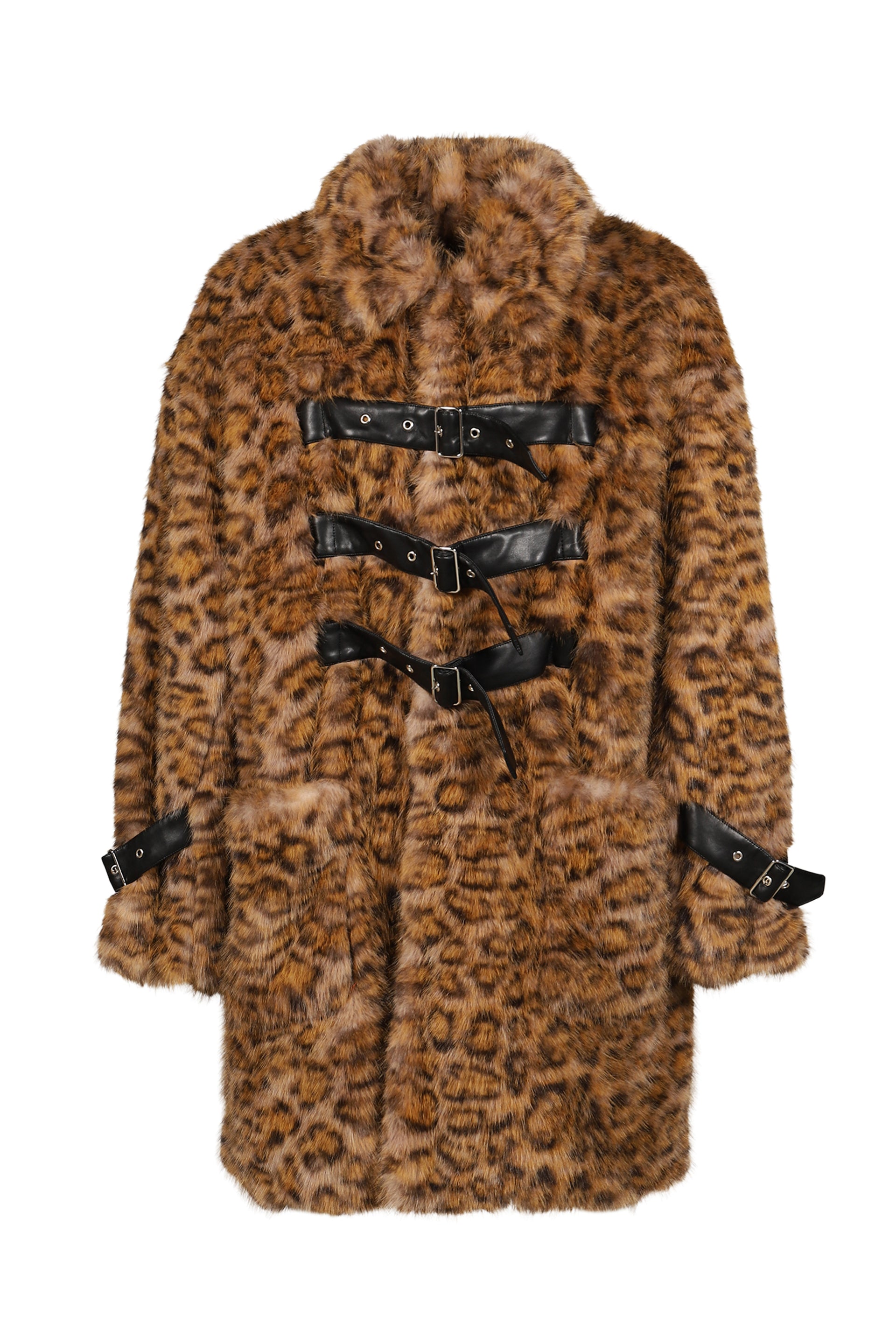 BELTED CHEMICAL FUR COAT / MULTI