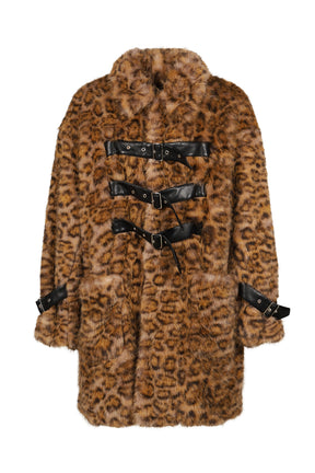 BELTED CHEMICAL FUR COAT / MULTI