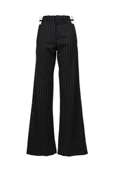 EXPOSED WAISTBAND TAILORING TROUSER / BLK WHT