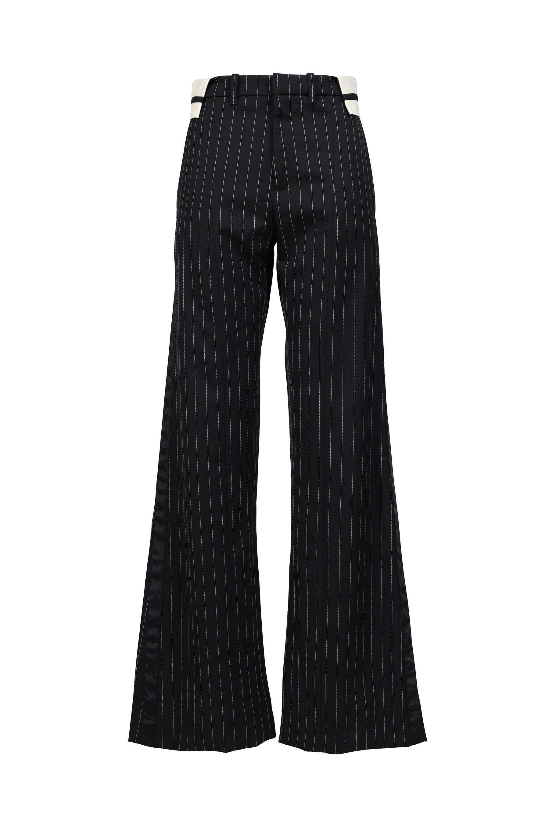 EXPOSED WAISTBAND TAILORING TROUSER / BLK WHT