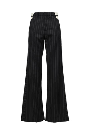 EXPOSED WAISTBAND TAILORING TROUSER / BLK WHT