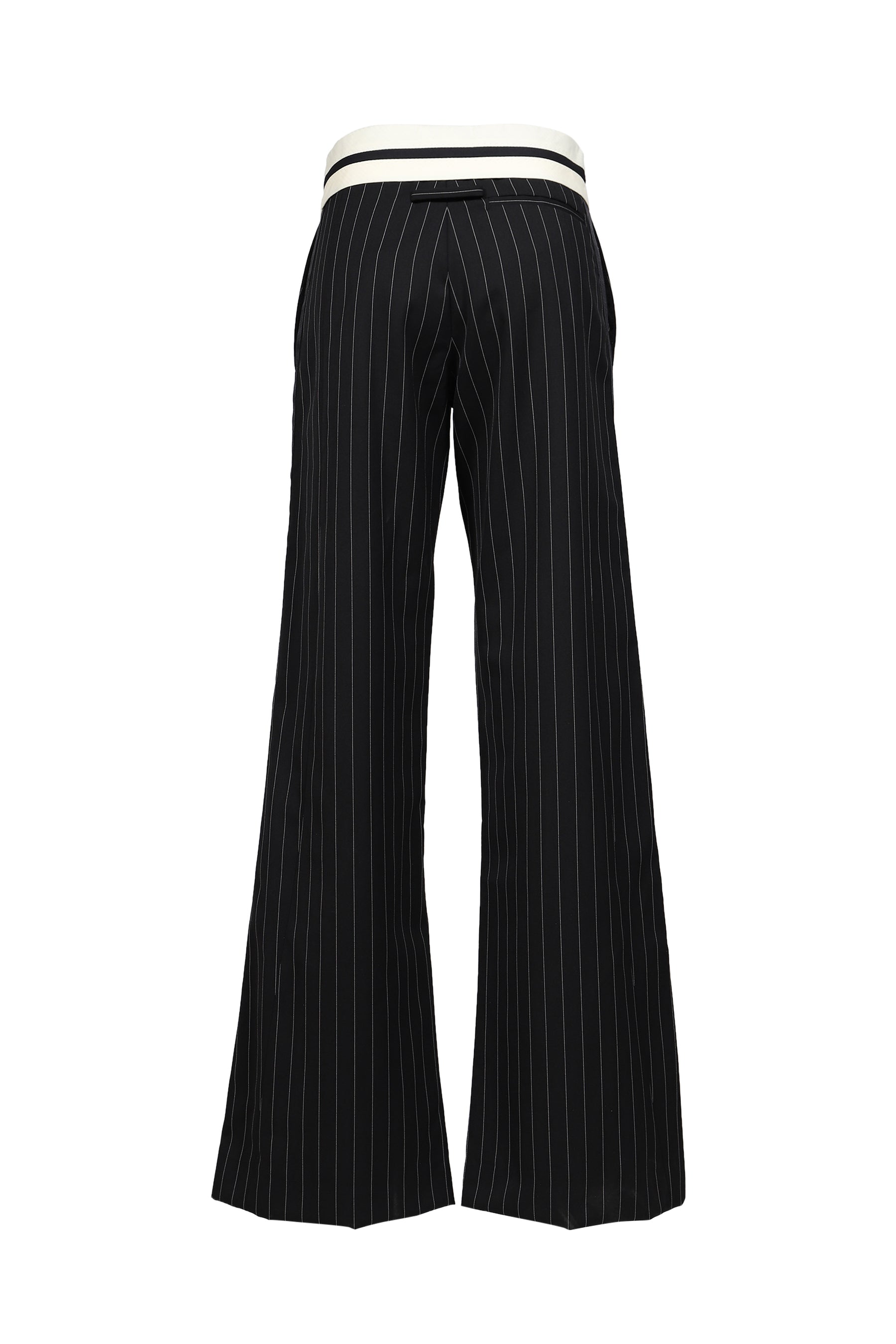 EXPOSED WAISTBAND TAILORING TROUSER / BLK WHT