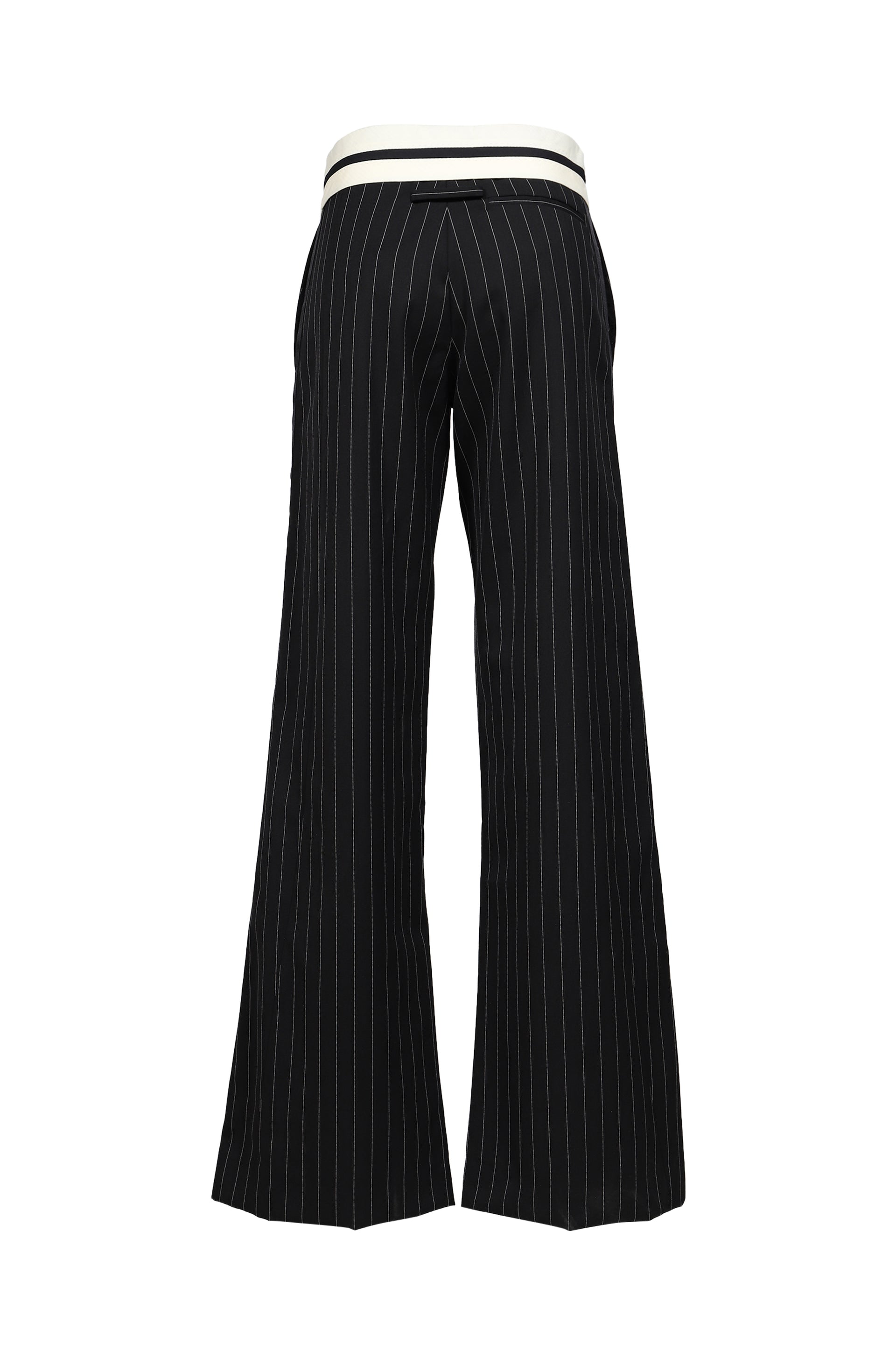 EXPOSED WAISTBAND TAILORING TROUSER / BLK WHT