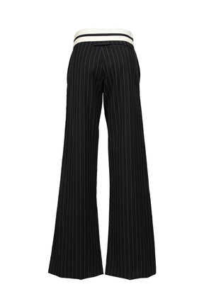 EXPOSED WAISTBAND TAILORING TROUSER / BLK WHT