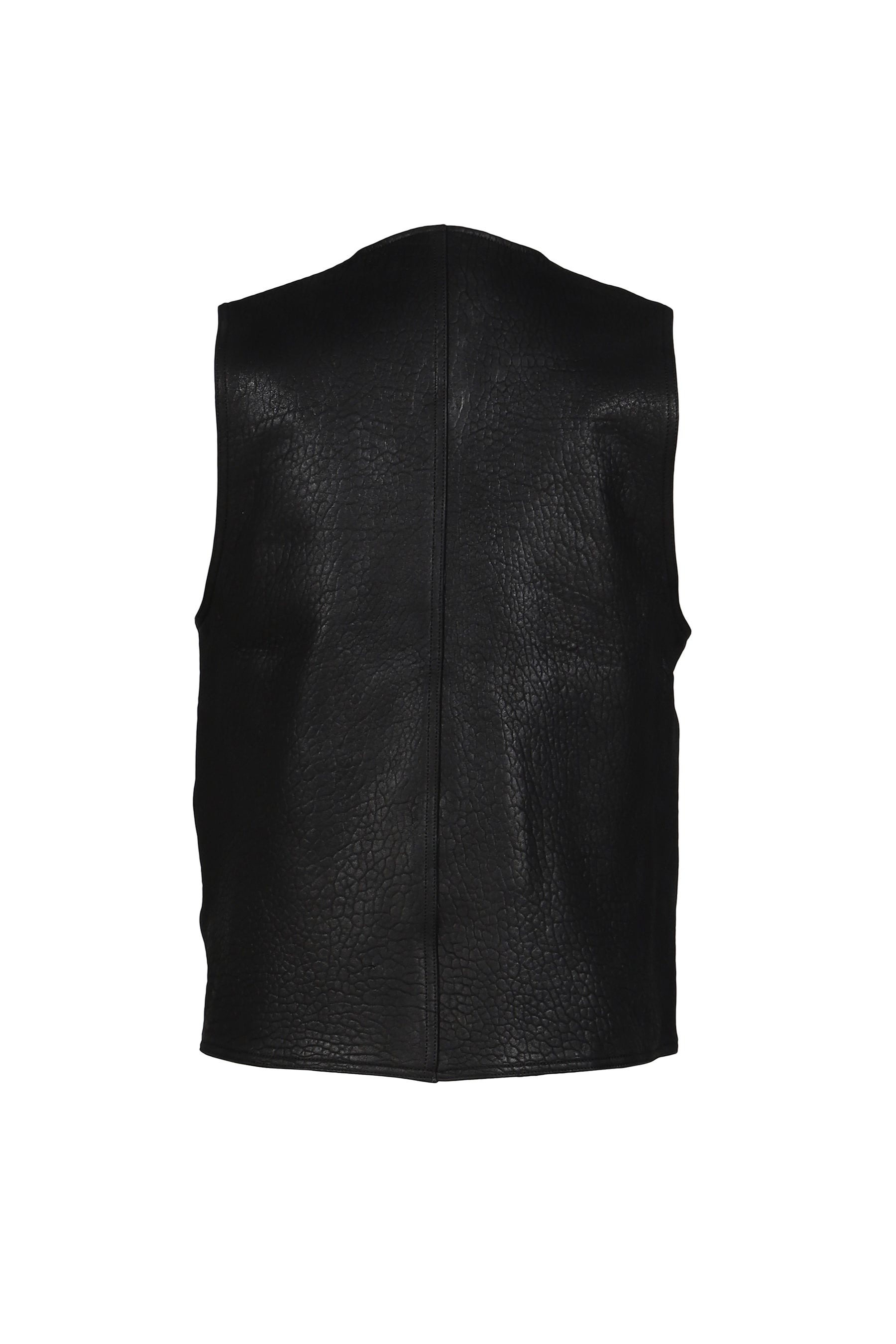 LEATHER ZIP VEST / BLK