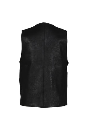 LEATHER ZIP VEST / BLK