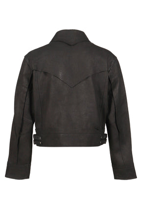 KUMO RAW EDGE LEATHER JACEKT *BLISTERED SHEEP / BLK