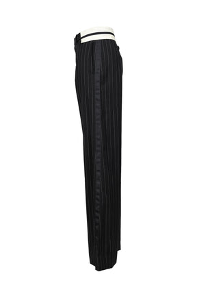 EXPOSED WAISTBAND TAILORING TROUSER / BLK WHT