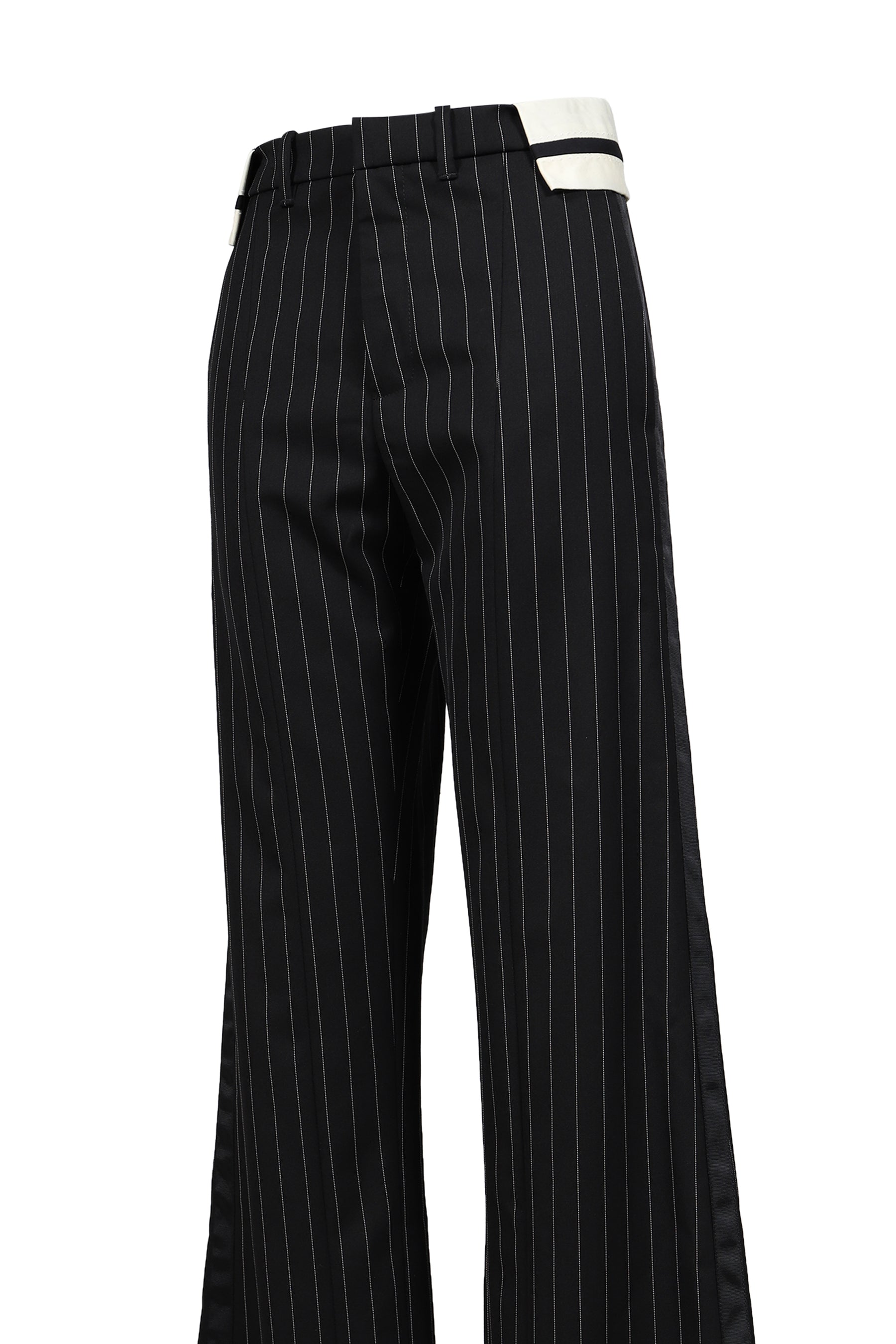 EXPOSED WAISTBAND TAILORING TROUSER / BLK WHT