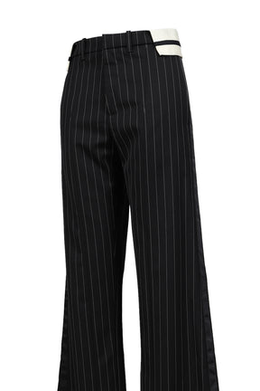 EXPOSED WAISTBAND TAILORING TROUSER / BLK WHT