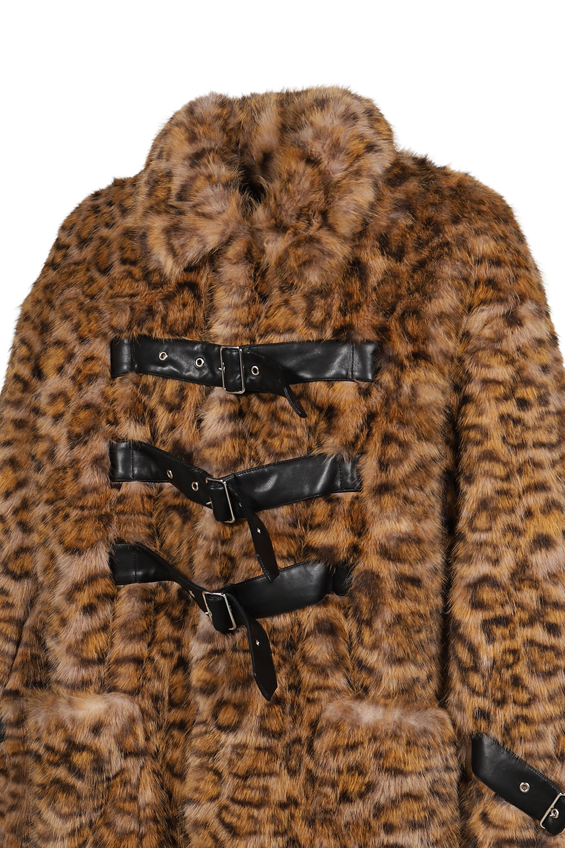 BELTED CHEMICAL FUR COAT / MULTI