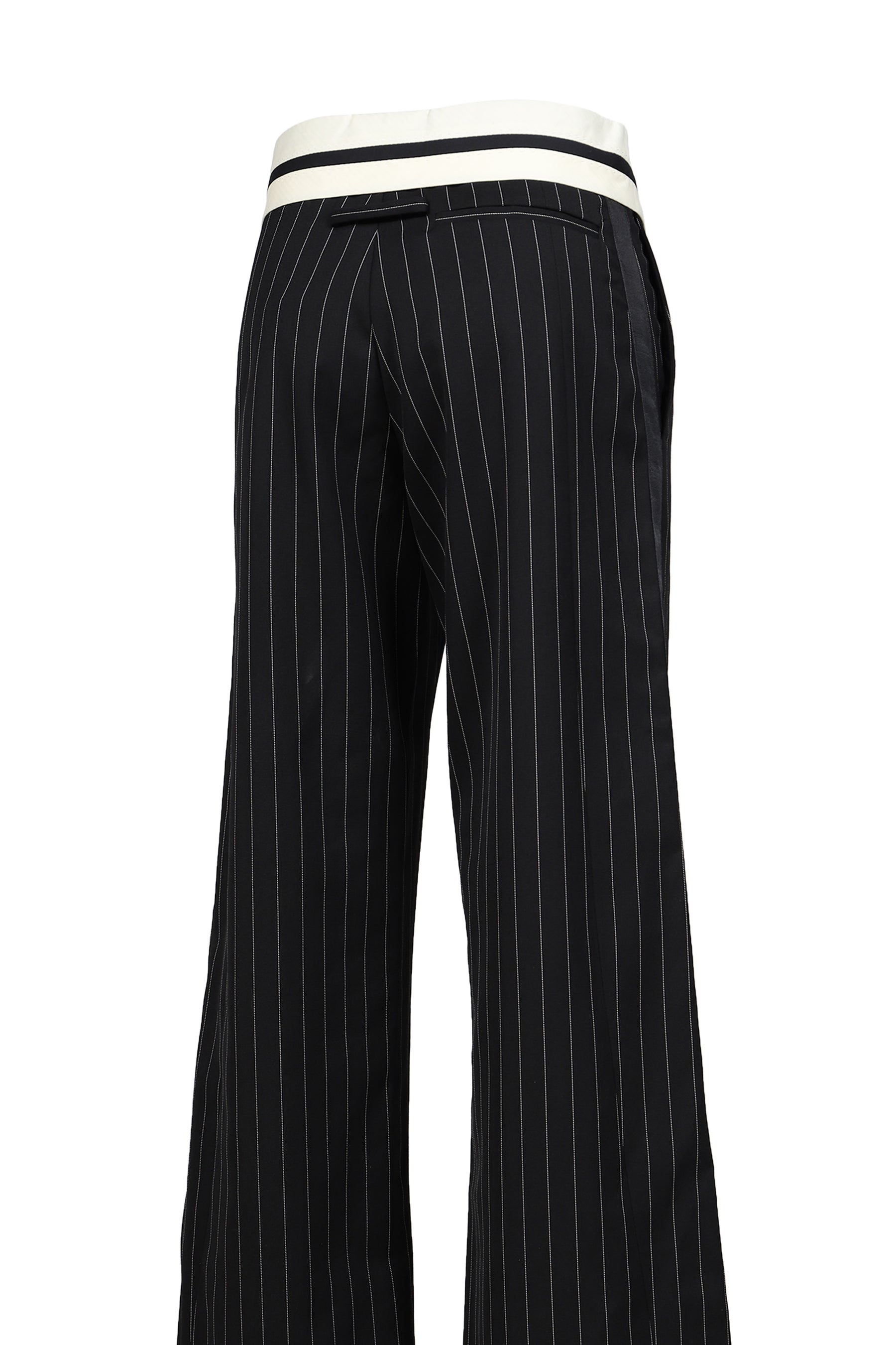 EXPOSED WAISTBAND TAILORING TROUSER / BLK WHT