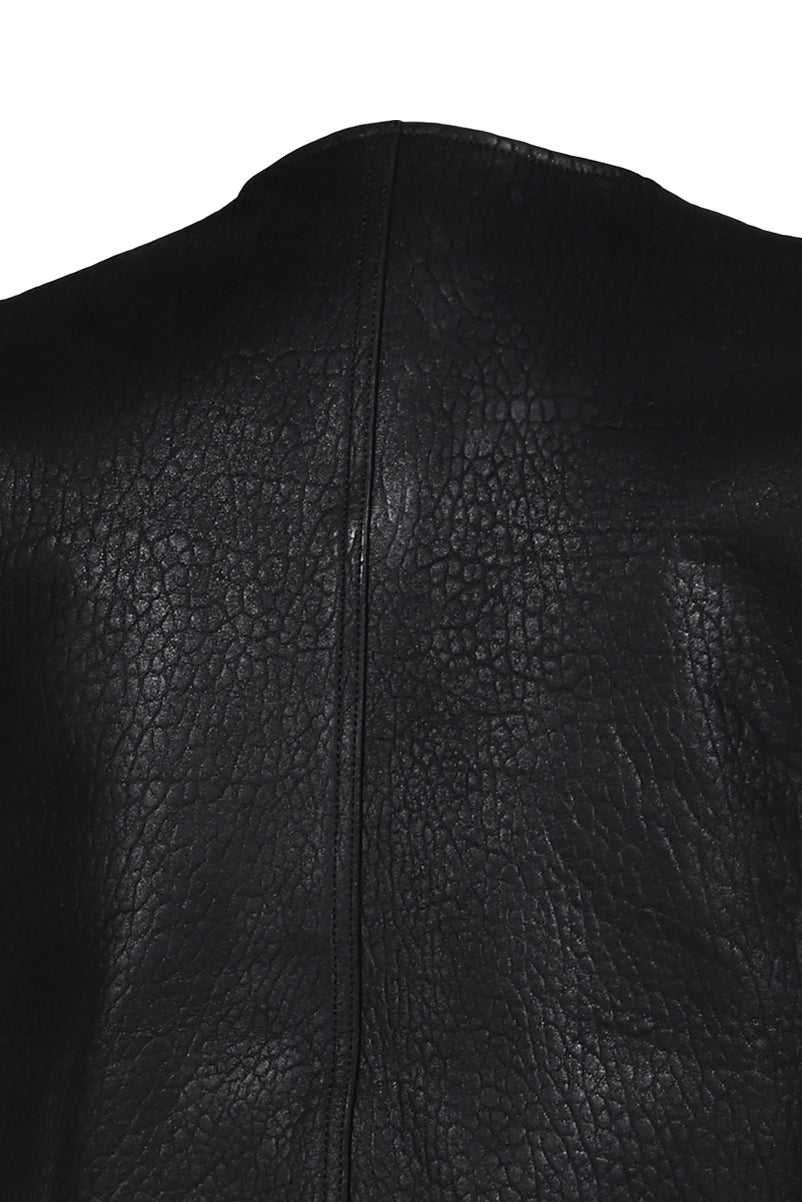 LEATHER ZIP VEST / BLK