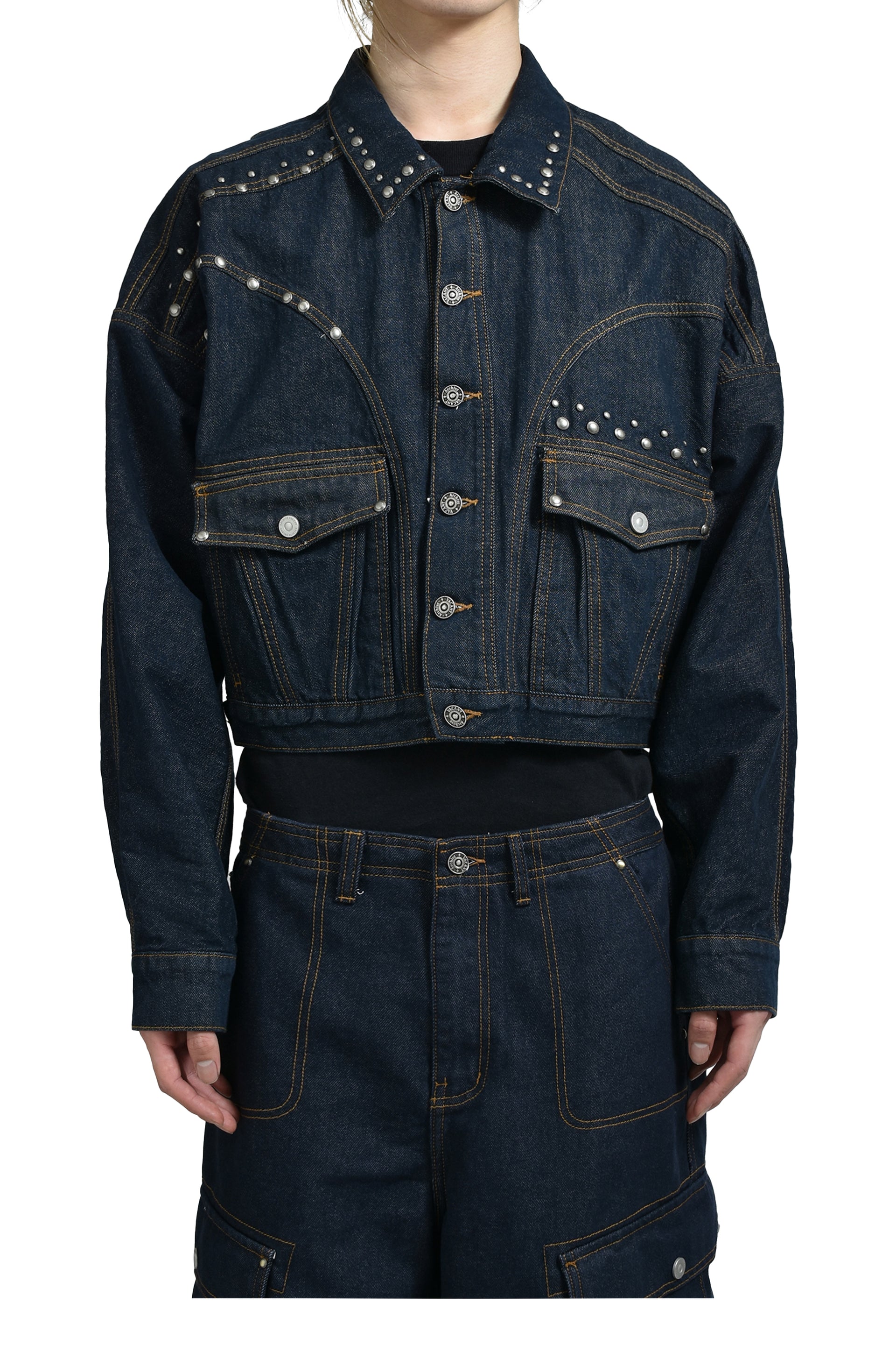 LIAM STUD DENIM JACKET / DEEP BLU 