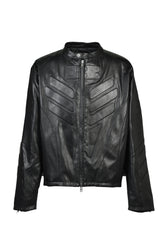 FAUX LEATHER RACING JACKET / BLK