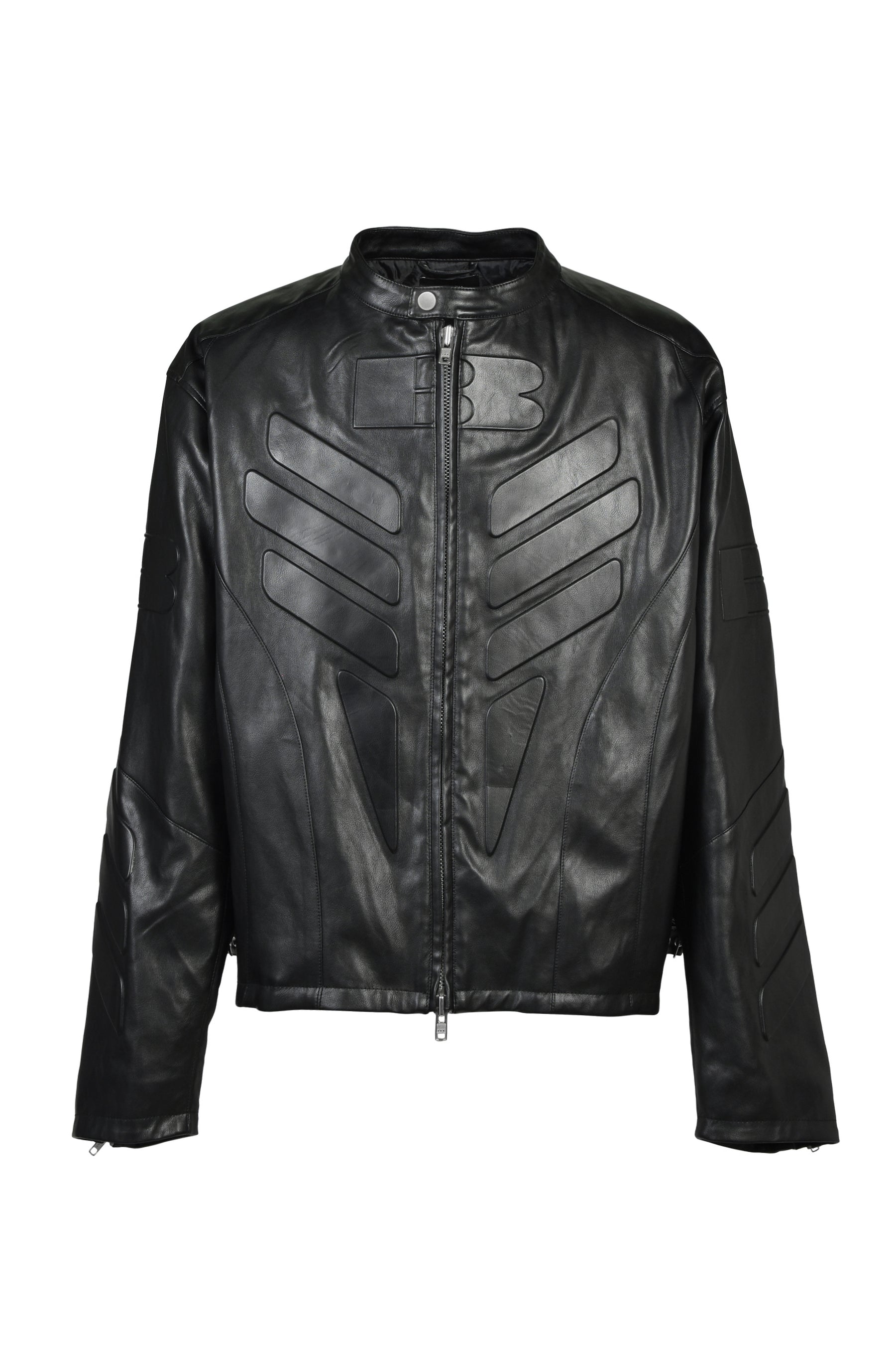 FAUX LEATHER RACING JACKET / BLK
