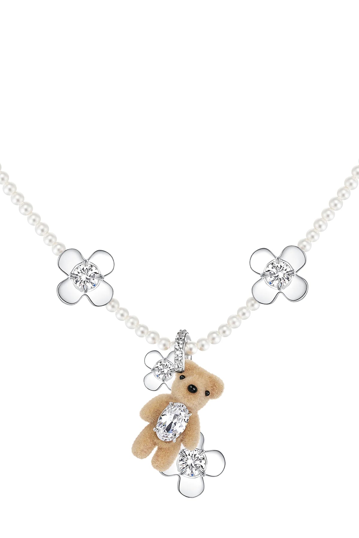 MINI BEAR FLOWER NECKLACE / LT. BRW