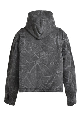 BLACK CRINKLED HOODIE JUMPER / BLK