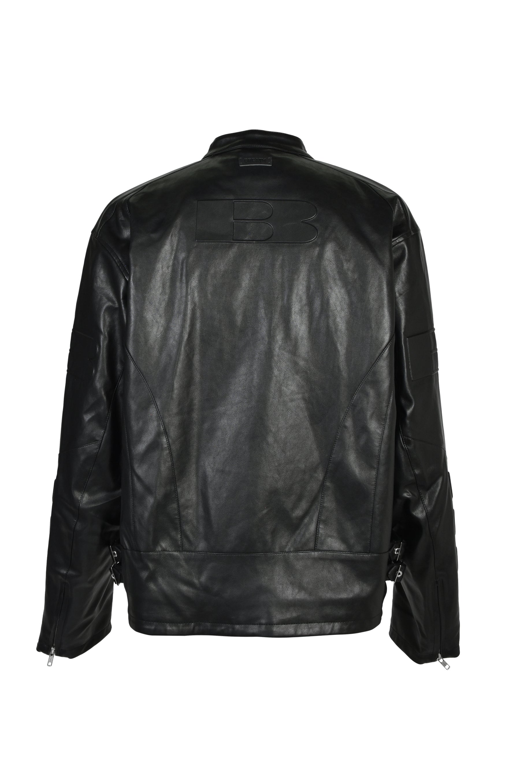 FAUX LEATHER RACING JACKET / BLK