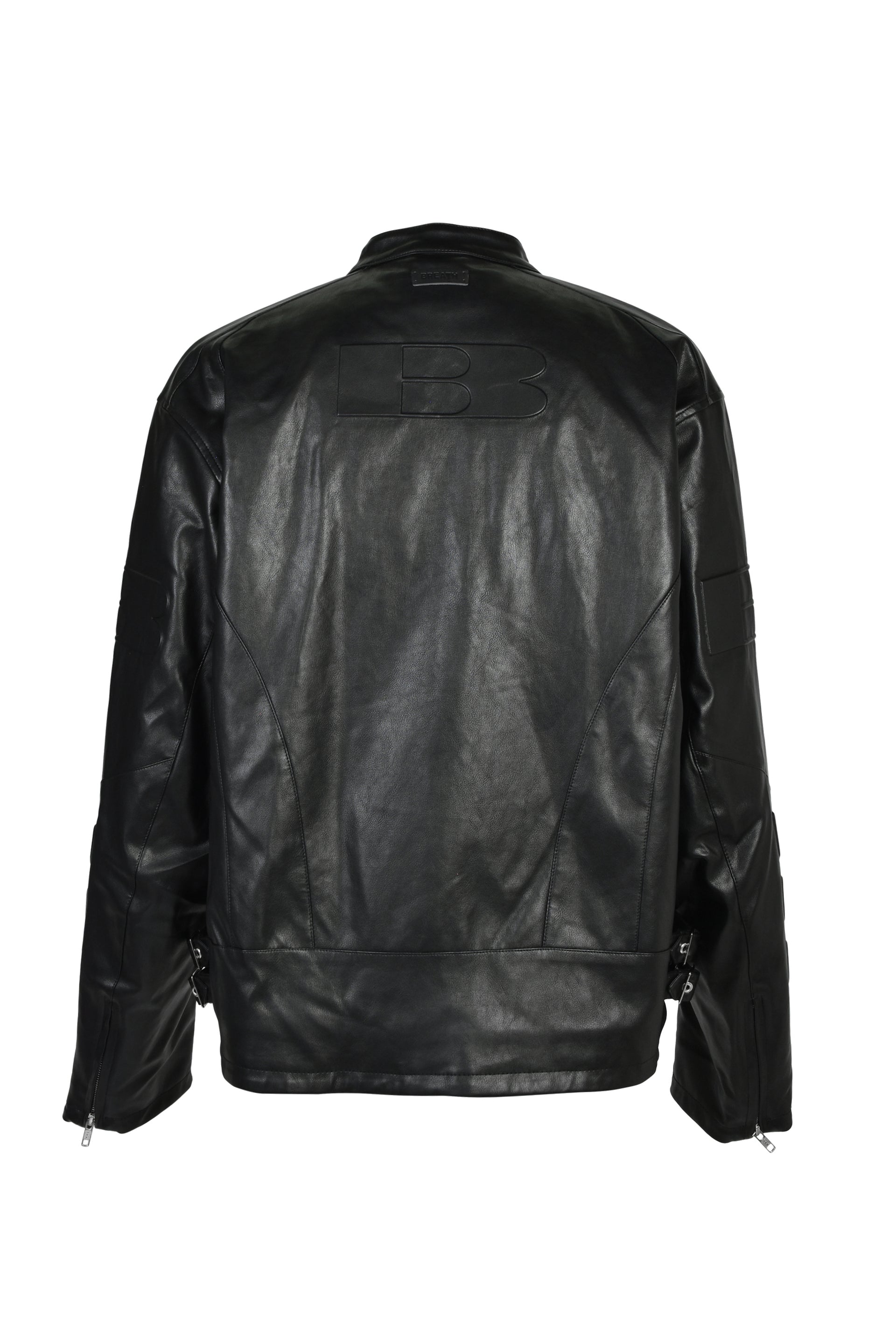 FAUX LEATHER RACING JACKET / BLK