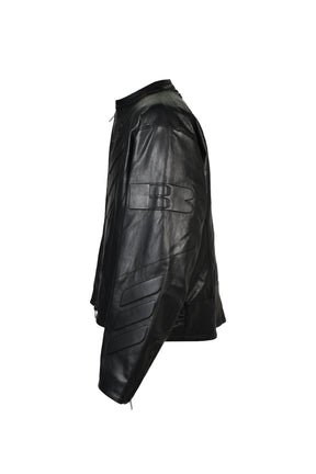 FAUX LEATHER RACING JACKET / BLK