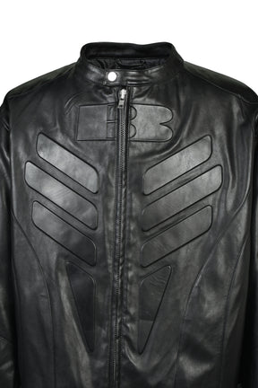 FAUX LEATHER RACING JACKET / BLK
