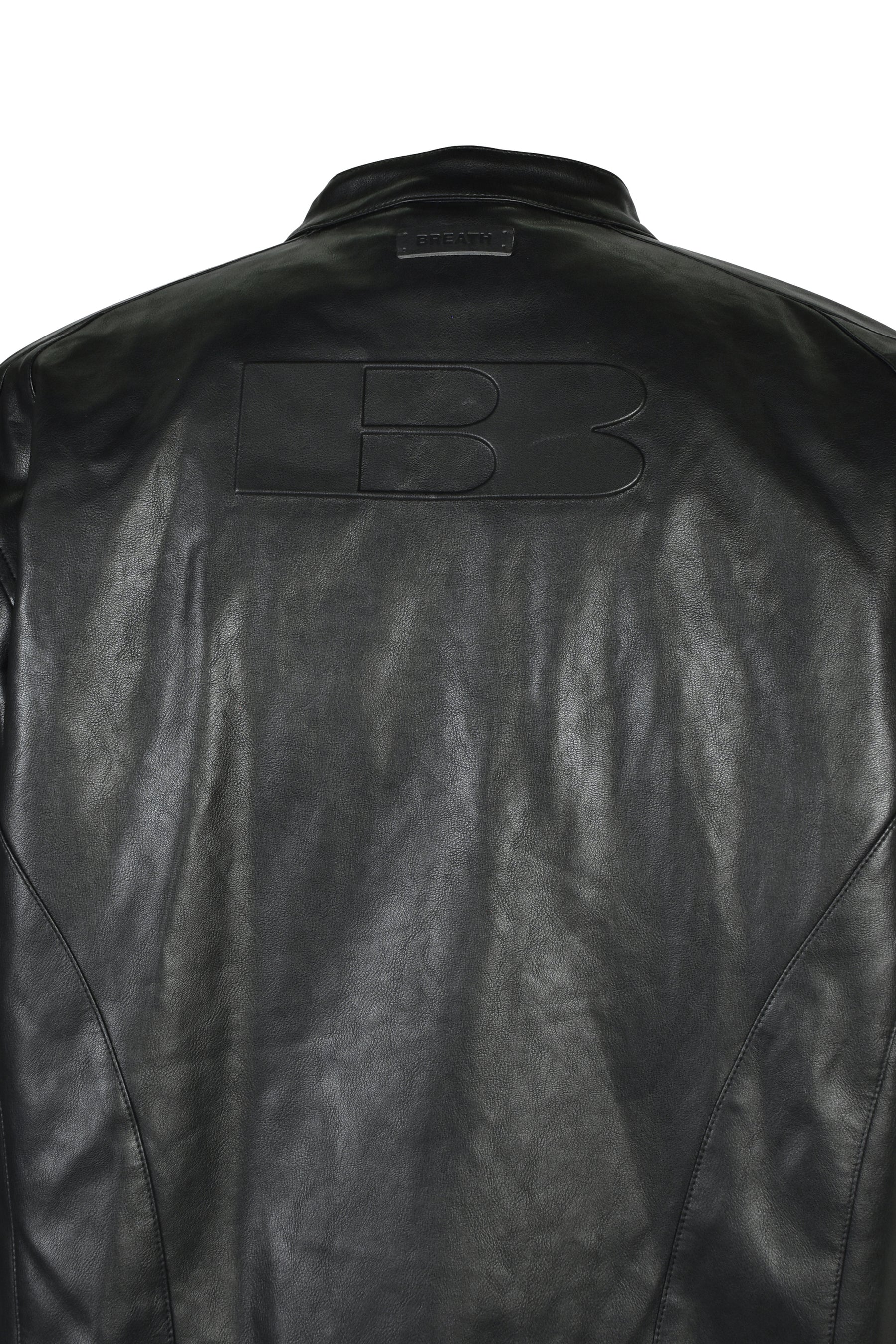 FAUX LEATHER RACING JACKET / BLK