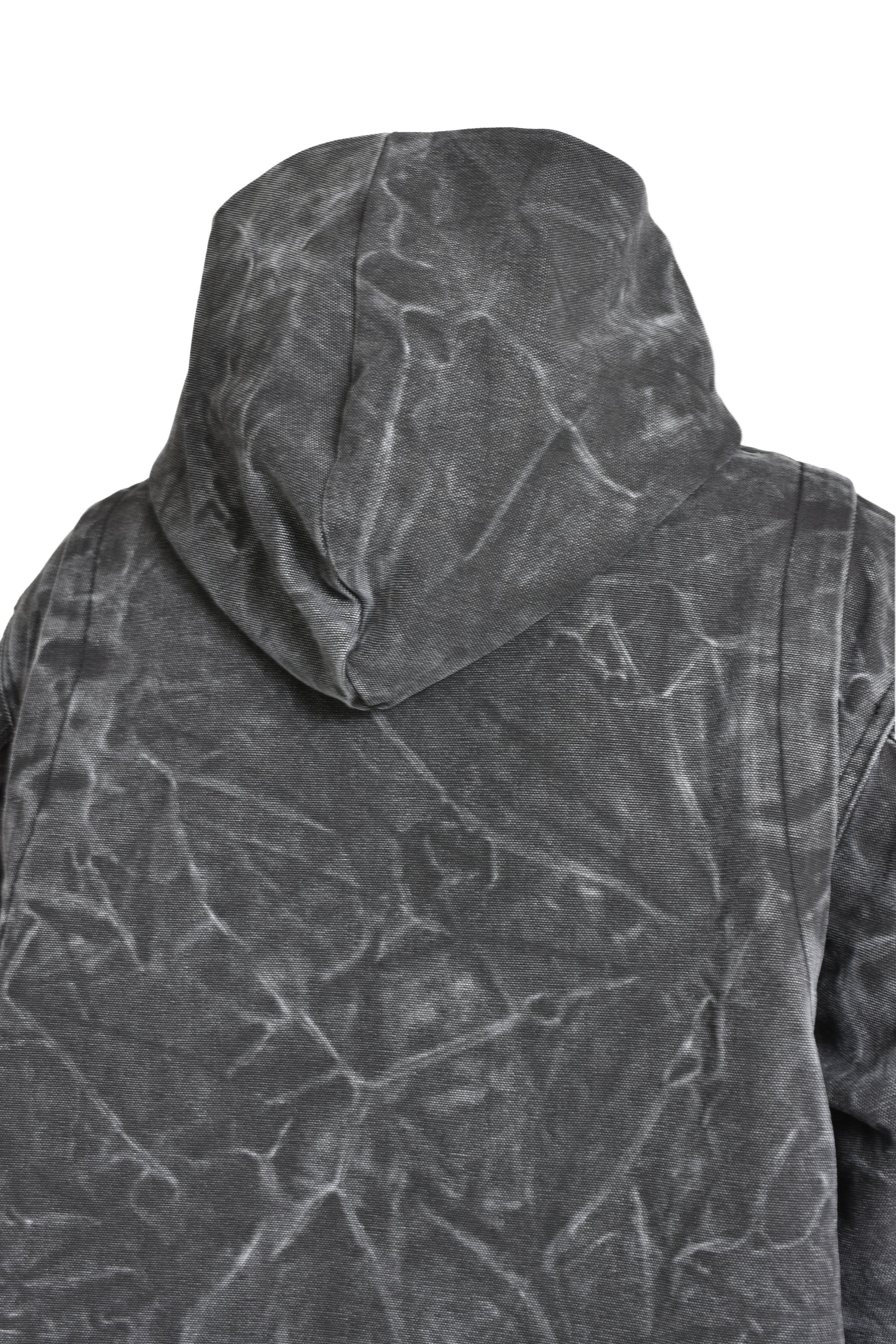 BLACK CRINKLED HOODIE JUMPER / BLK