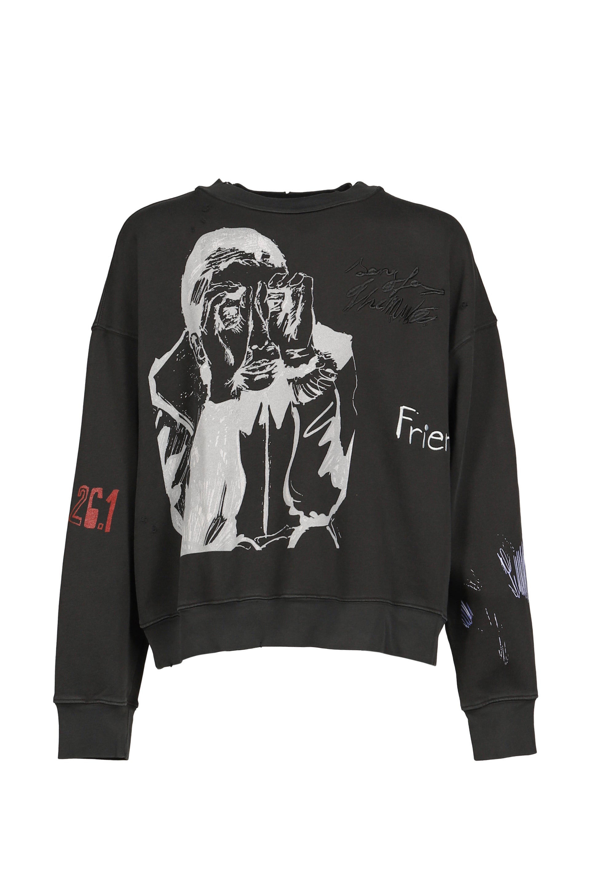 PEAKING KID" RELAXED PULLOVER / OVERDYE BLK