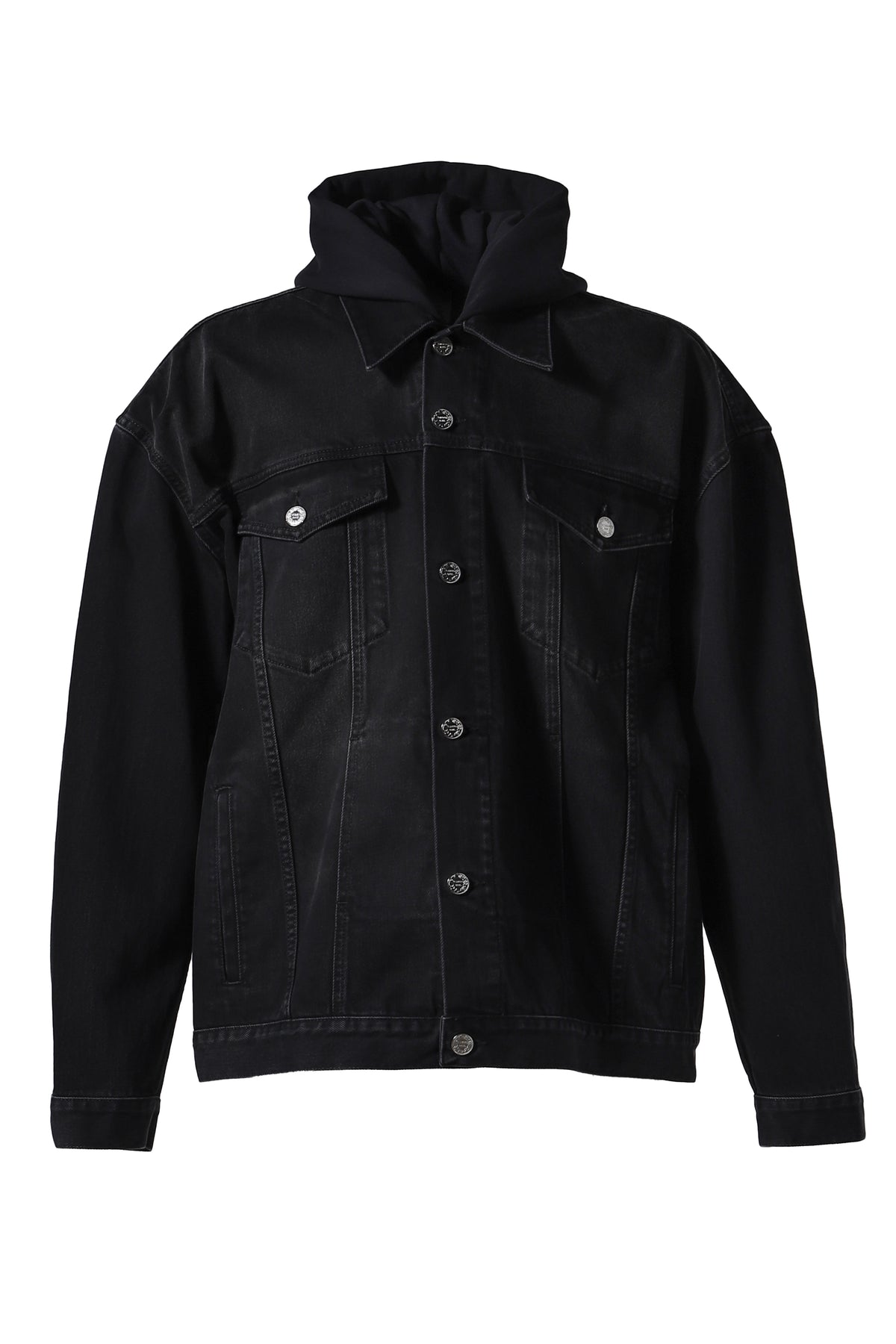 3D LOGO HOODED DENIM JACKET / BLK