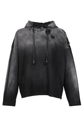 BLACK DESTROYED CROPPED HOODIE / BLK