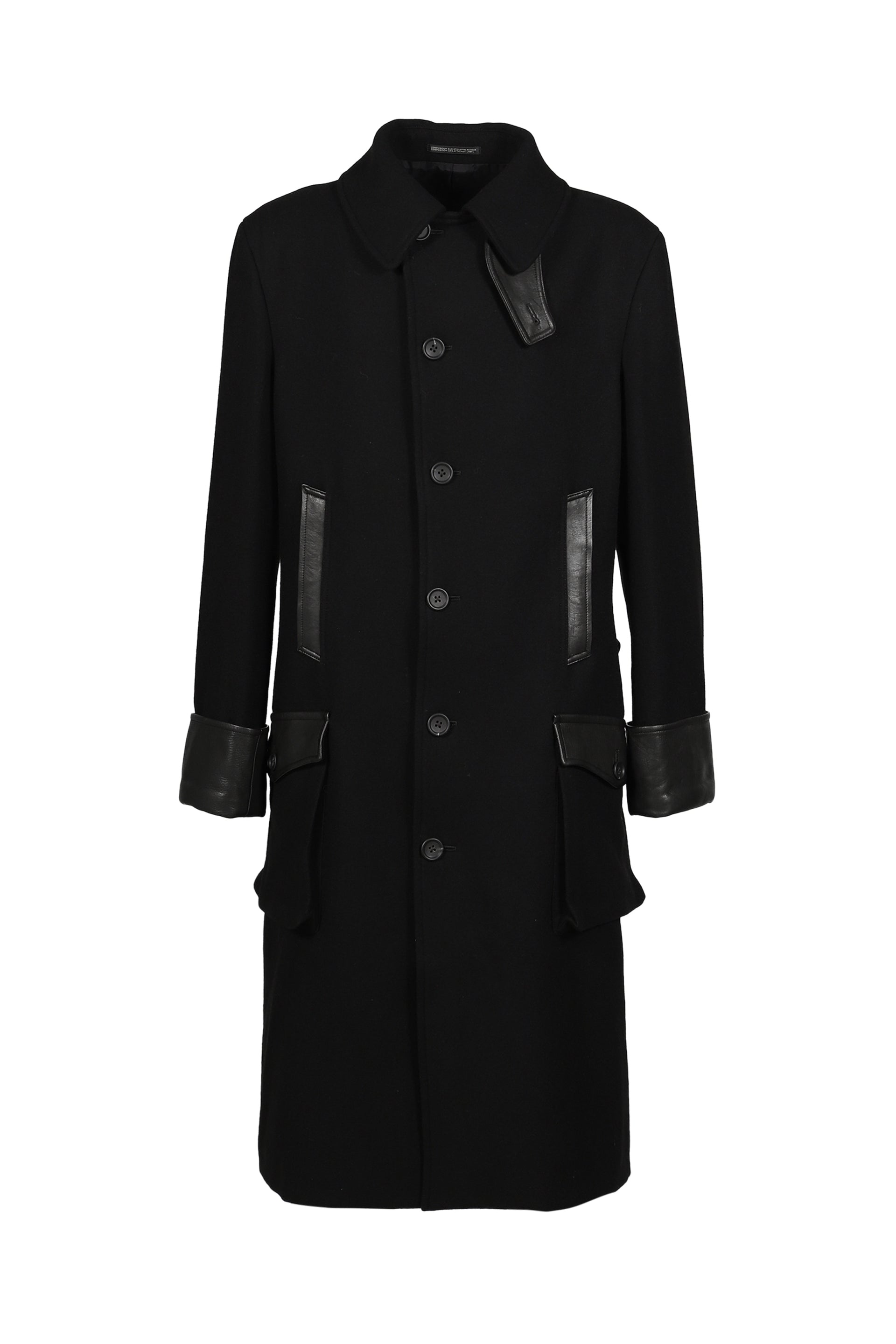 BELTED 6 BUTTON COAT / BLK