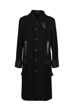 BELTED 6 BUTTON COAT / BLK