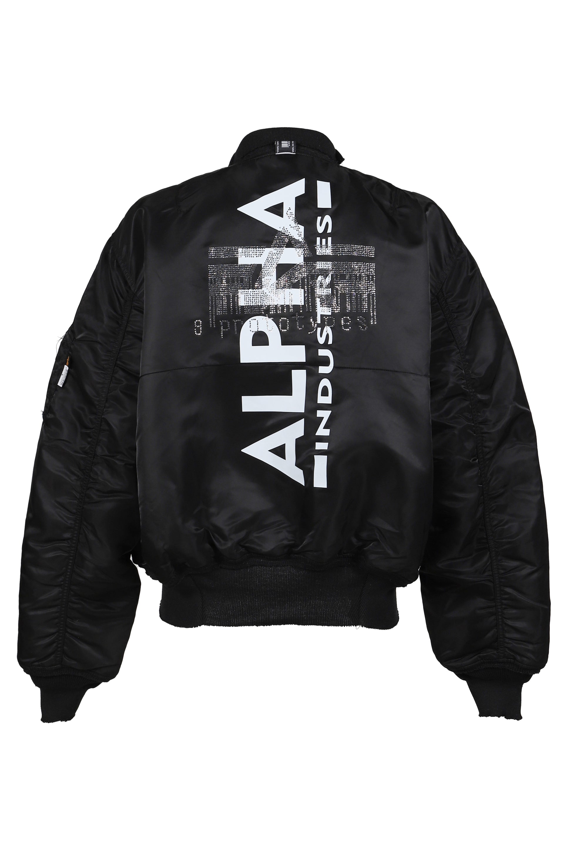 TECHNICAL NYLON BLACK RHINESTONE BOMBER / BLK