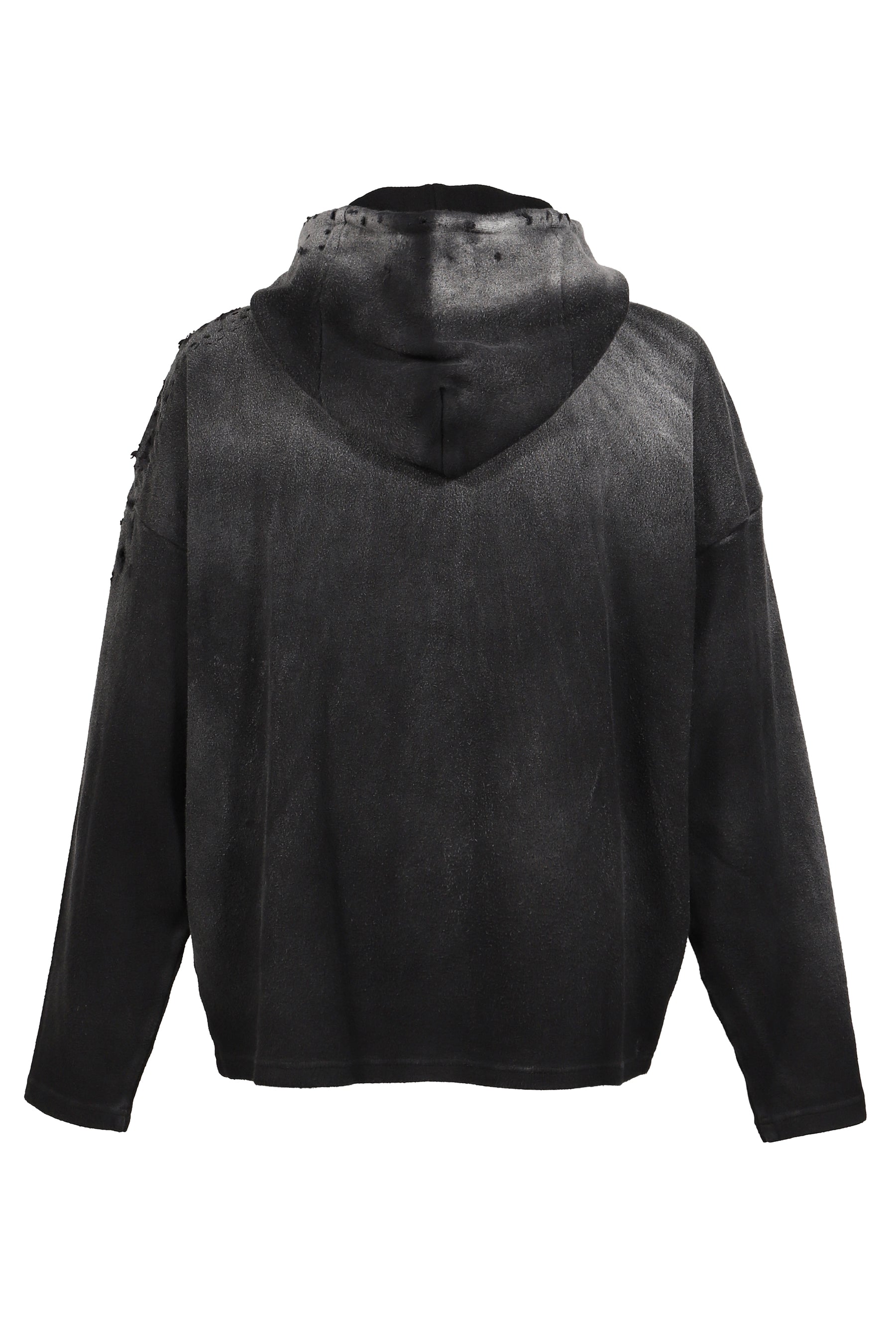 BLACK DESTROYED CROPPED HOODIE / BLK