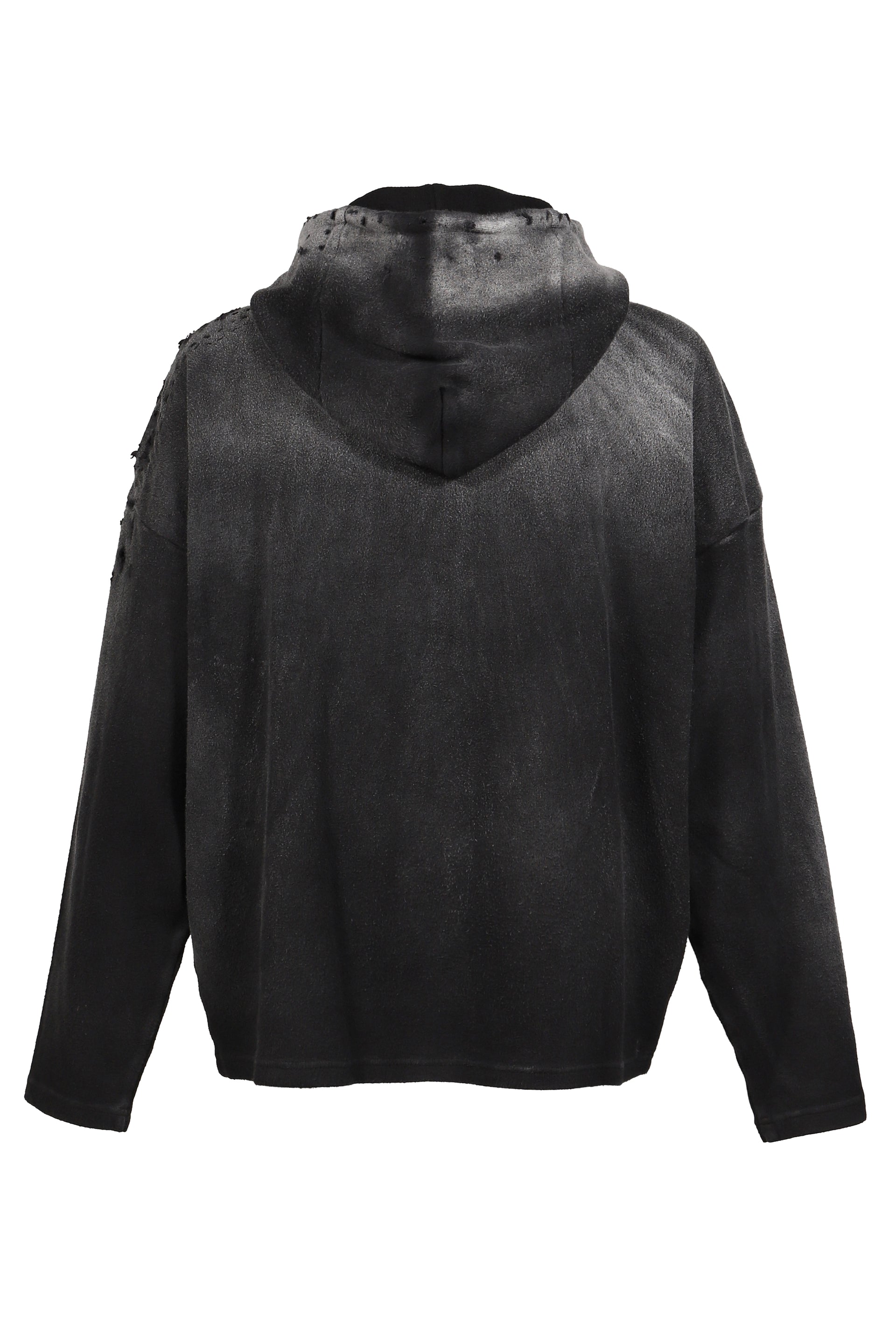 BLACK DESTROYED CROPPED HOODIE / BLK