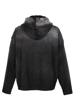 BLACK DESTROYED CROPPED HOODIE / BLK