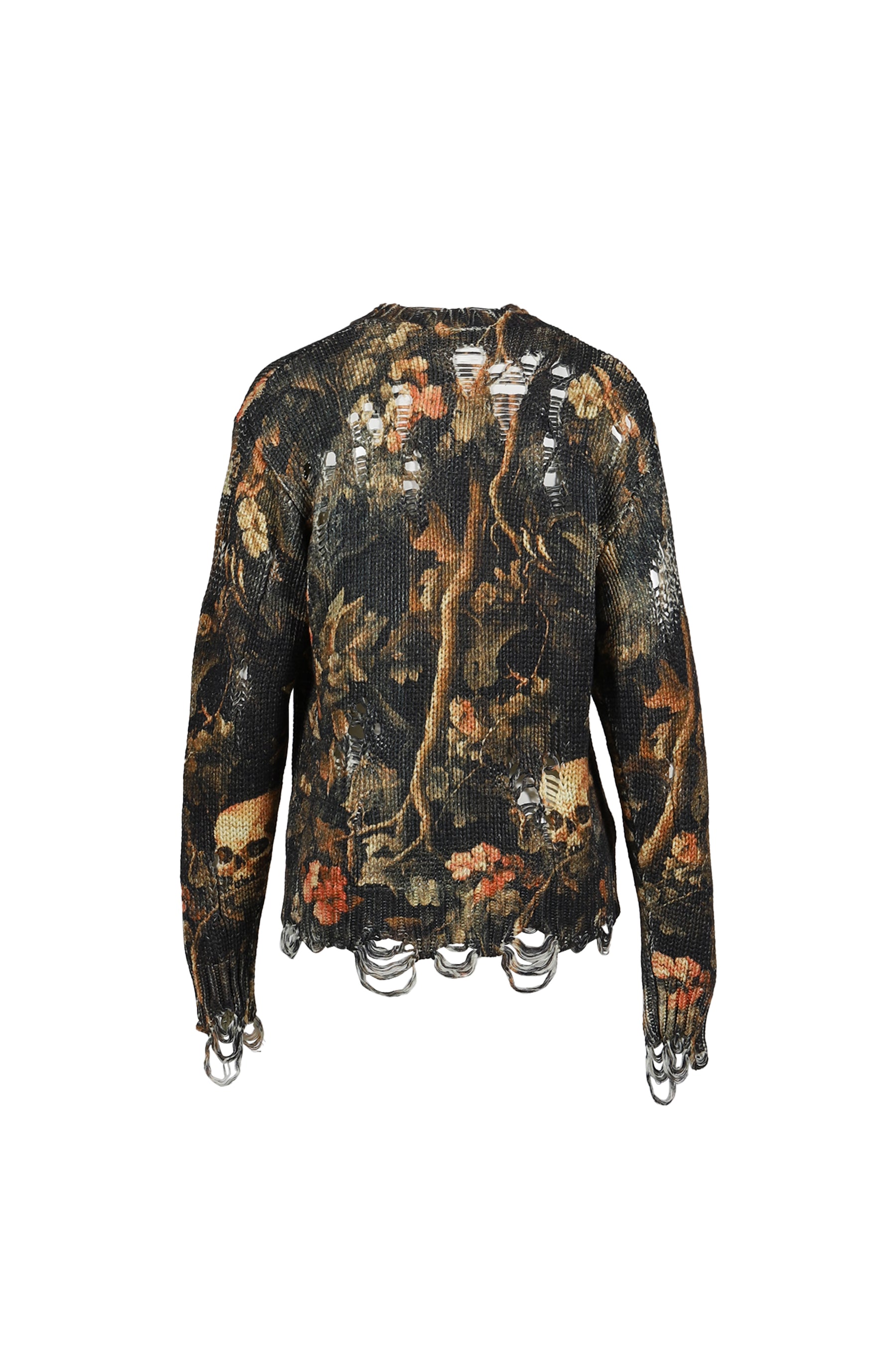 PRINTED BOYFRIEND SWEATER / SKULL CAMO GRN
