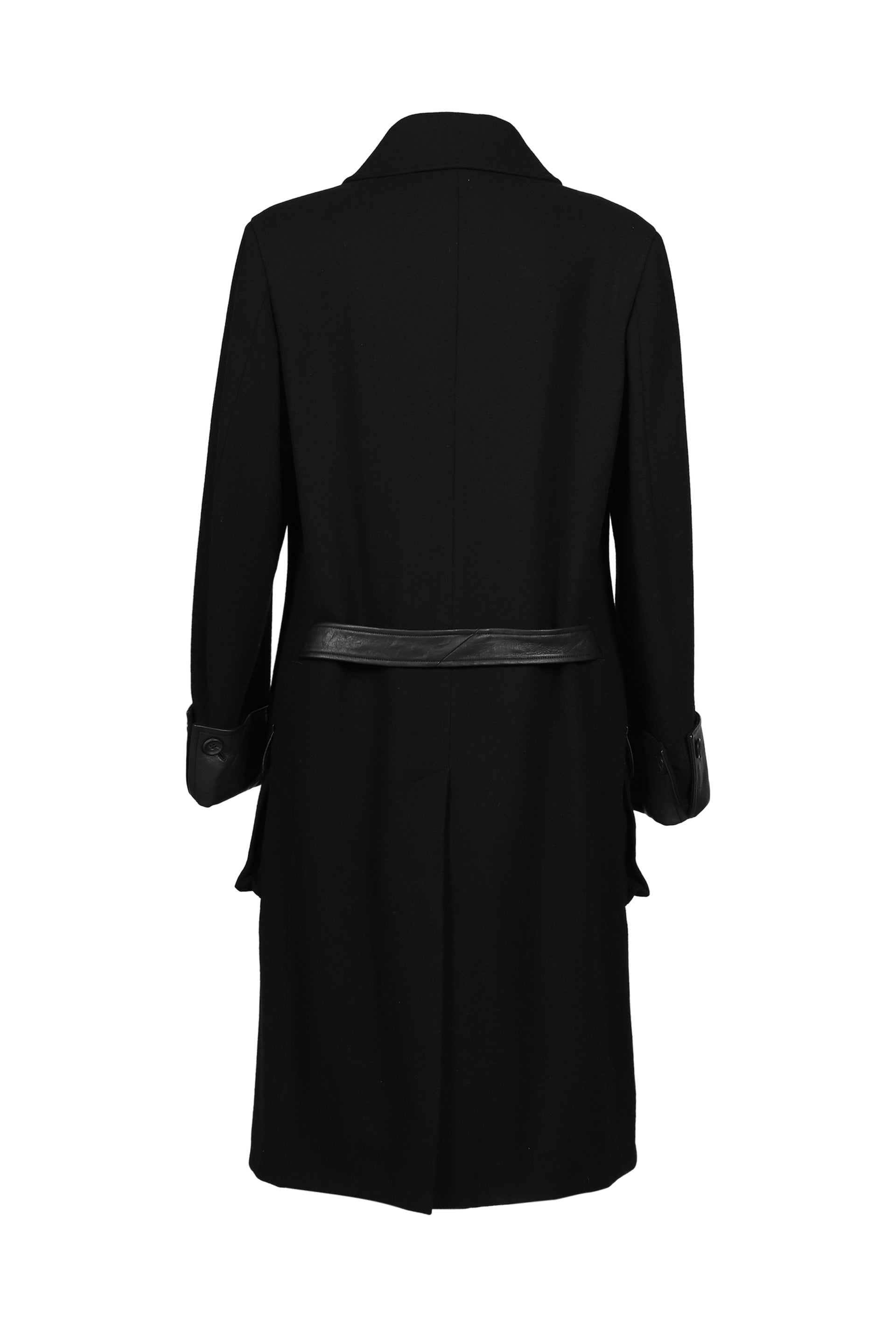 BELTED 6 BUTTON COAT / BLK