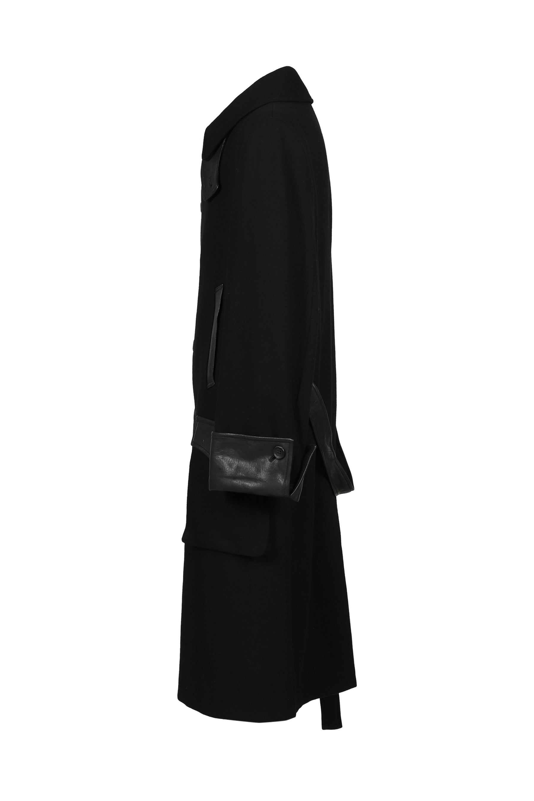 BELTED 6 BUTTON COAT / BLK