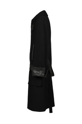 BELTED 6 BUTTON COAT / BLK