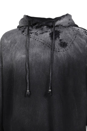 BLACK DESTROYED CROPPED HOODIE / BLK