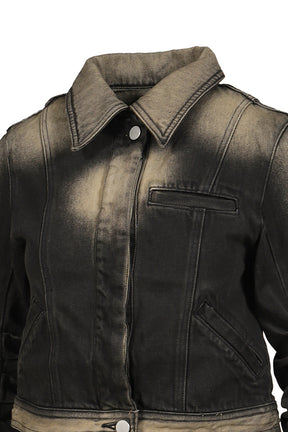 LOOSED SLEEVE DENIM JACKET / BLACK
