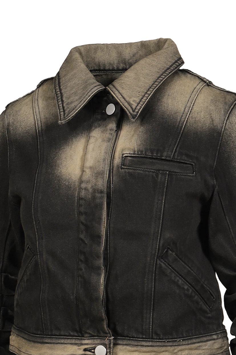 LOOSED SLEEVE DENIM JACKET / BLACK