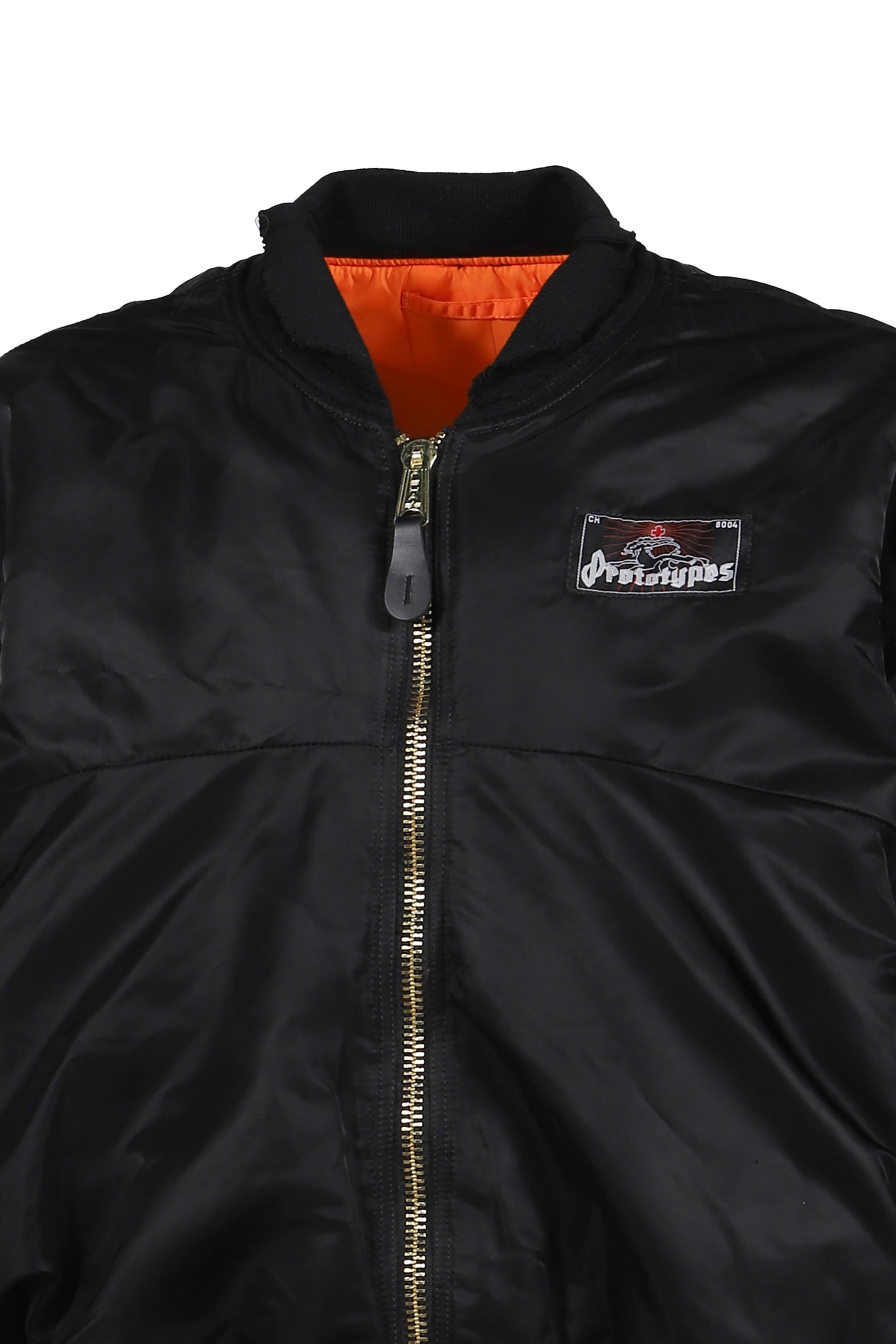 TECHNICAL NYLON BLACK RHINESTONE BOMBER / BLK