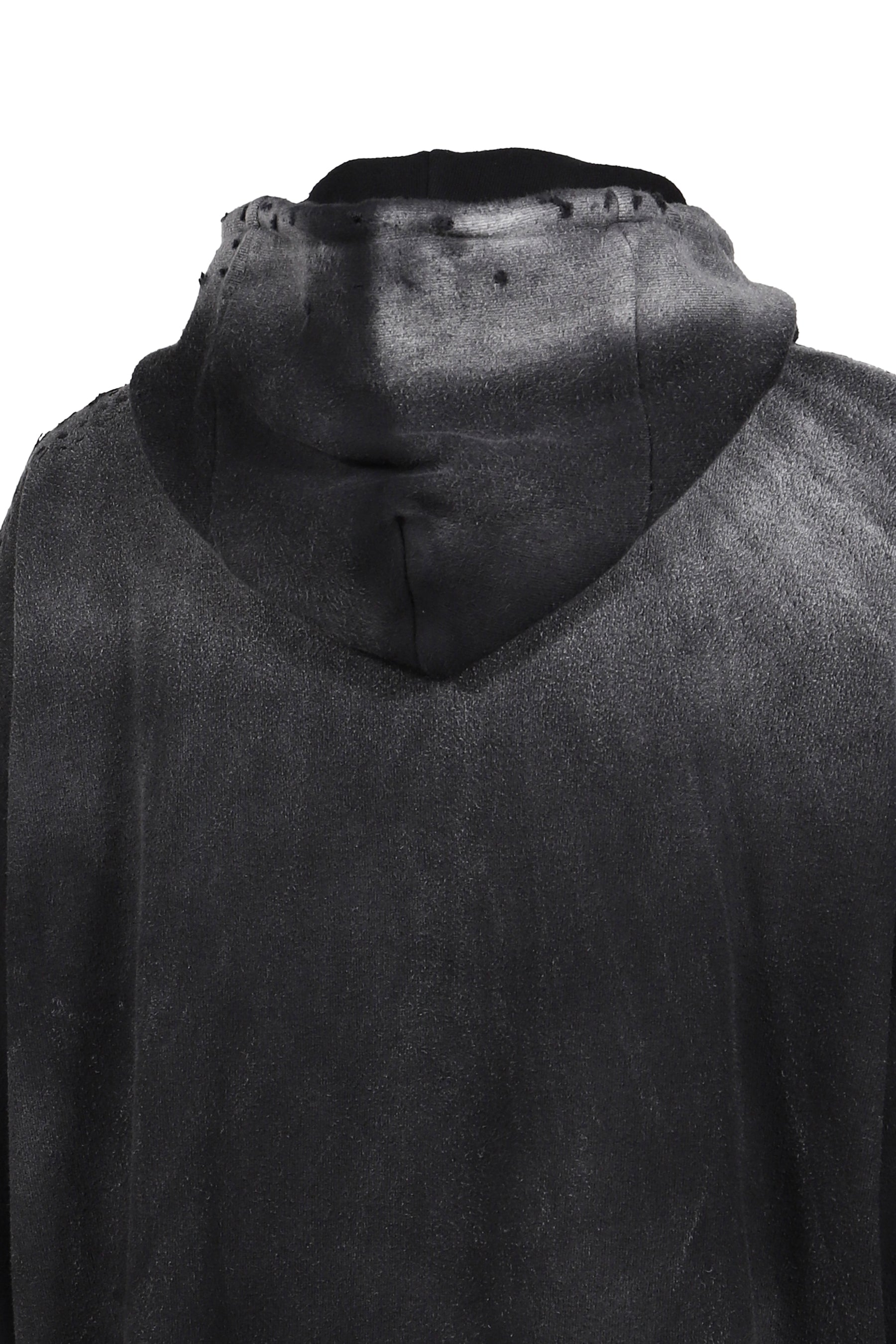 BLACK DESTROYED CROPPED HOODIE / BLK