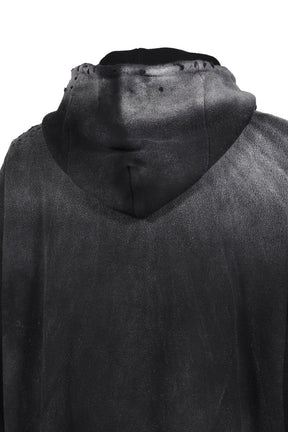 BLACK DESTROYED CROPPED HOODIE / BLK